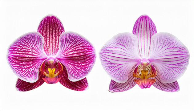 pink stripe orchid isolated on white background flower with white lilac magenta petals and purple yellow lips phalaenopsis or moth kind floral design - Powered by Adobe