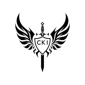 CKI "Heraldic Sword Shield Wing Emblem with CKI Initials  &ndash; CKI Later Logo Military Logo Design Vector"
