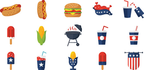 Delicious 4th of July BBQ Hot Dogs, Burgers, Corn, and Popsicles