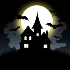 Colorful  Moonlit  Halloween design background