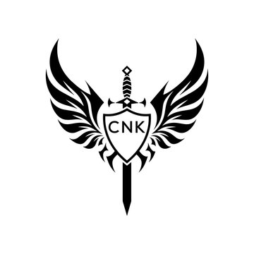 CNK "Heraldic Sword Shield Wing Emblem with CNK Initials  &ndash; CNK Later Logo Military Logo Design Vector"
