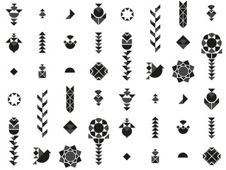 Geometric ethnic pattern in classic colors - black, white, graphite.