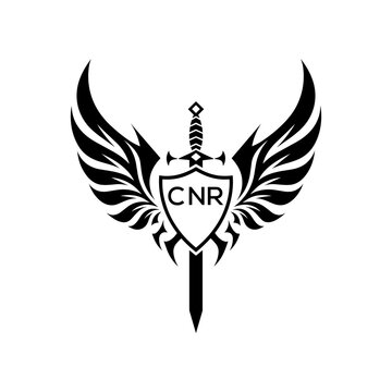 CNR "Heraldic Sword Shield Wing Emblem with CNR Initials  &ndash; CNR Later Logo Military Logo Design Vector"
