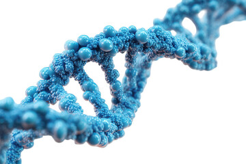 Light-blue DNA double helix, 3D model, detailed structure