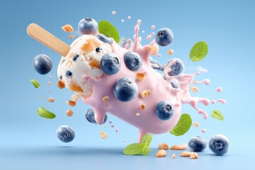 Blueberry yogurt popsicle banner