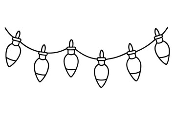 Festive Christmas Lights Line Art Vector Set