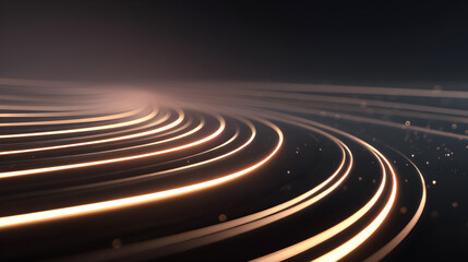 Fototapeta premium Abstract Golden Lines Curve on Dark Background Elegant Swirling Design for Luxury Branding Technology