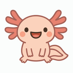 Cute Kawaii Axolotl Cartoon Character Vector Illustration