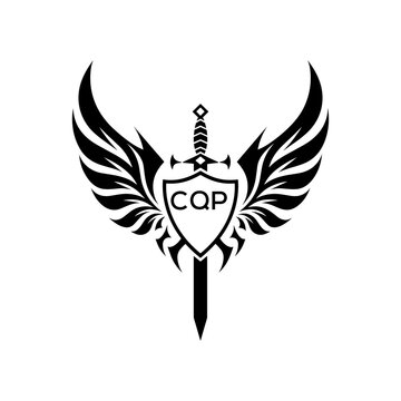CQP "Heraldic Sword Shield Wing Emblem with CQP Initials  &ndash; CQP Later Logo Military Logo Design Vector"
