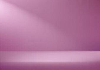 Empty purple studio background. Empty room with light effect. Space for selling products on the website. Vector illustration.
