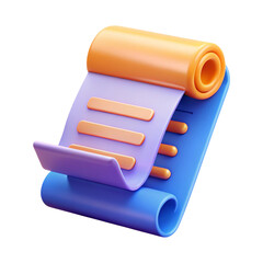 3d scroll list icon isolated on transparent background
