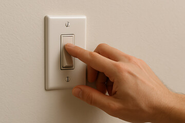 A hand turning a light switch on or off