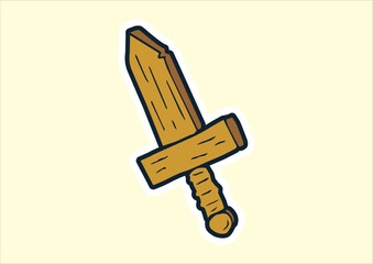 cute wooden sword icon vector