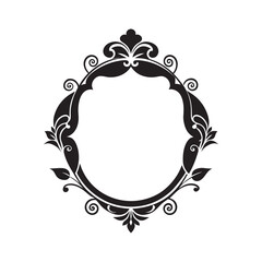 Vintage Floral Photo Frame Silhouette Line Art