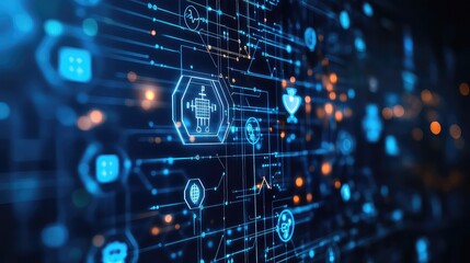 Healthcare technology innovation with digital medical icons background. 