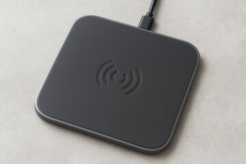 Black Wireless Charger Lying on Gray Surface