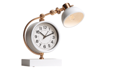 A adjustable desk clock, white background --ar 16:9