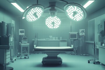 Modern Surgical Room with Advanced Equipment and Bright Lighting