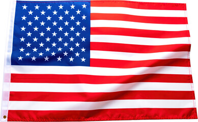 Fototapeta premium Waving United States of America national flag with vibrant red and white stripes and blue field featuring white stars