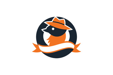 Bird Wearing a Fox Hat Creative Logo Icon in a Circle Design