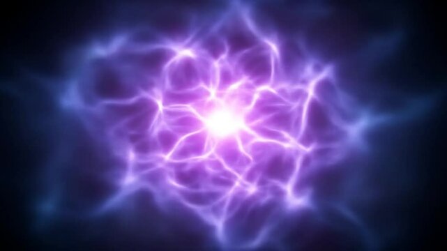 glowing purple plasma energy orb with electric lightning effects.