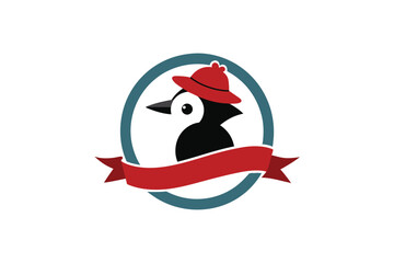 Bird Wearing Mouse Hat Creative Logo Icon in a Circle Design