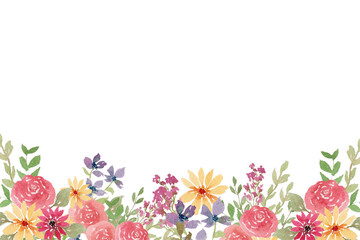 Watercolor flowers background vector for design.