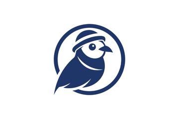 Creative Bird Logo Icon Wearing a Sloth Hat in a Circle Design