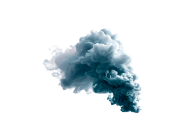 Floating blue smoke cloud against a transparent background