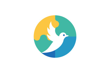 Educational Bird Puzzle Pieces Design Illustration bird and