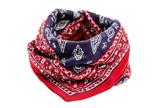 Red and blue bandana, patterned, circular - Powered by Adobe