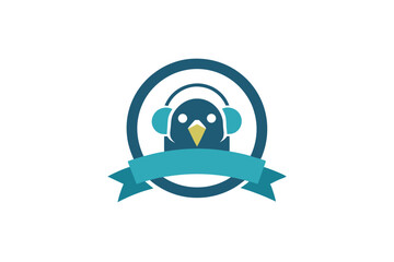 Educational Bird with Headphones Design for Learning Niche