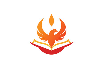 Phoenix Bird Rising from Open Book Education Illustration