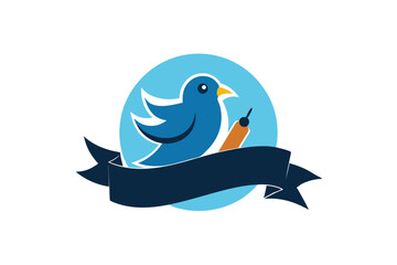 Scholarly Bird with Scroll and Quill Pen Illustration