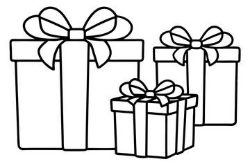 Gift Box Set Line Art Vector