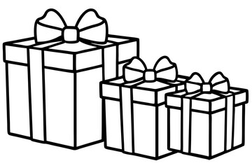 Gift Box Set Line Art Vector