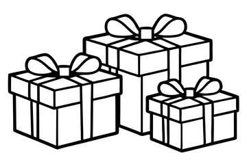 Gift Box Set Line Art Vector