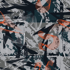 Abstract seamless geometric pattern. Grunge urban repeated backdrop for textile, wrapping paper. Sport seamless abstract pattern. 