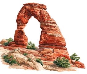 Red rock archway, desert landscape