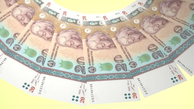 Decadent Looping Design of 20 somoni Currency of Tajikistan