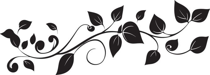 Fototapeta premium Elegant Black and White Floral Swirl Design Element for Invitations and Decorative Purposes Featuring Flowing Lines and Stylized Leaves on a Clean White Background