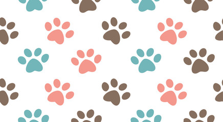 Cute doodle paws seamless pattern background vector design