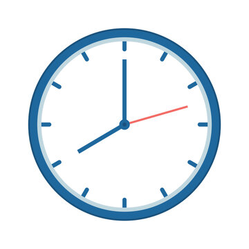 Wall Clock Flat Illustration. Time 7 o`clock at morning. Vector