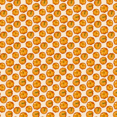 Seamless pattern pumpkins for autumn harvest, Halloween, and Thanksgiving design. For greeting cards, posters, flyers, banners for fall festivals and farmers’ markets, packaging, textile design