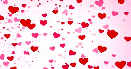 Pink and red hearts and circles pattern on white background - Powered by Adobe