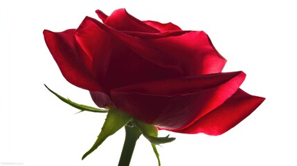 A solitary red rose in full bloom, symbolizing love and passion in its purest form