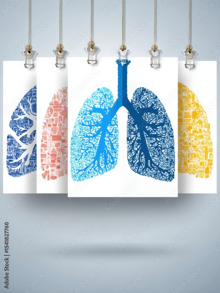 Poster Guide to Types of Lung Cancer Presented in a Visually Engaging Tabbed Layout