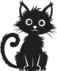 Silhouette of Sitting Cat. Pet, feline, calm, domestic, animal. Vector illustration on white background