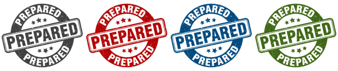 prepared stamp. prepared round stamp set isolated on white background