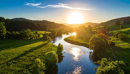 sunset over the river